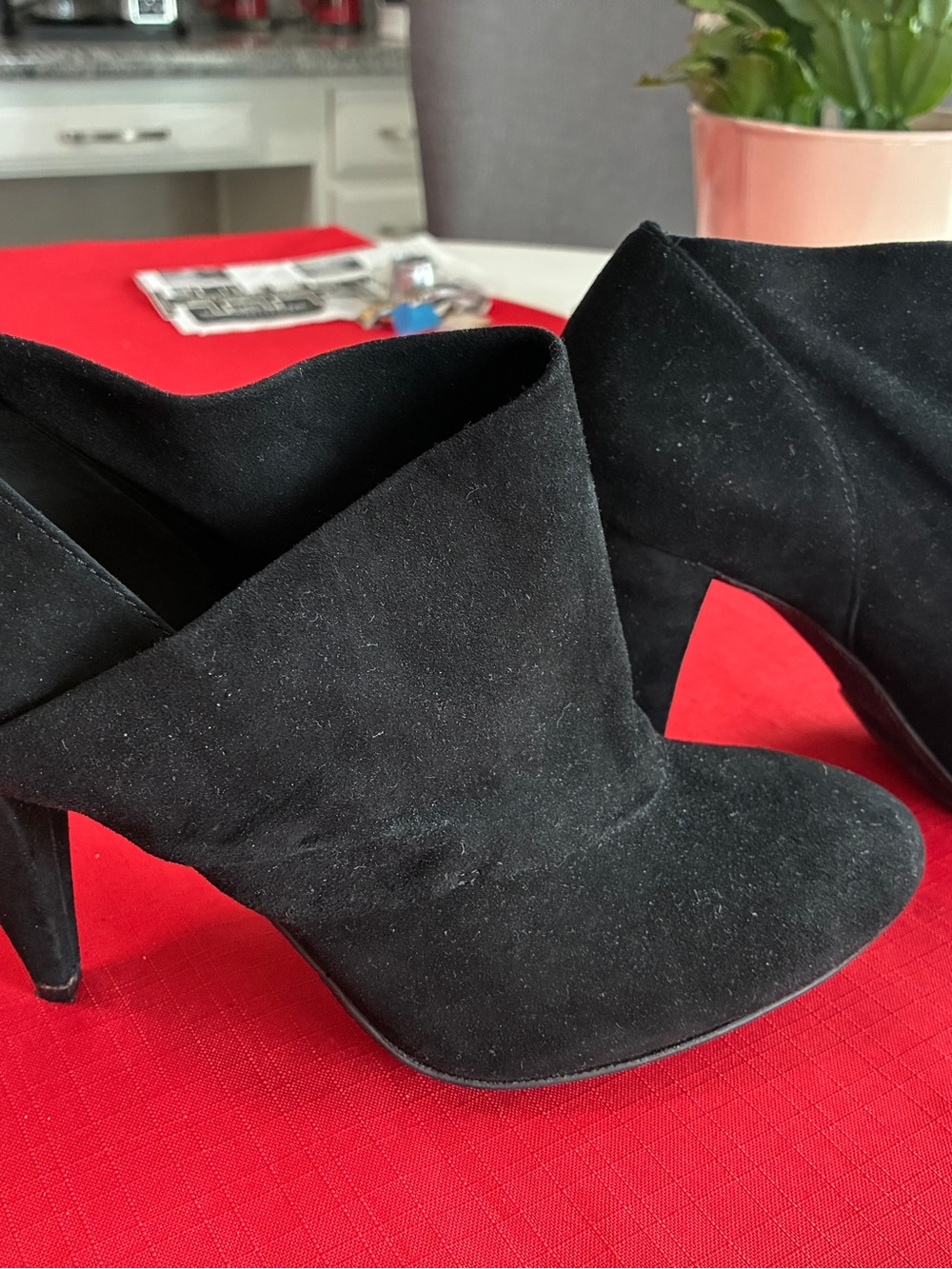 Woman's Beautiful Coach Black Suede Astrid 4" High Heel Booties 8B Retail $178